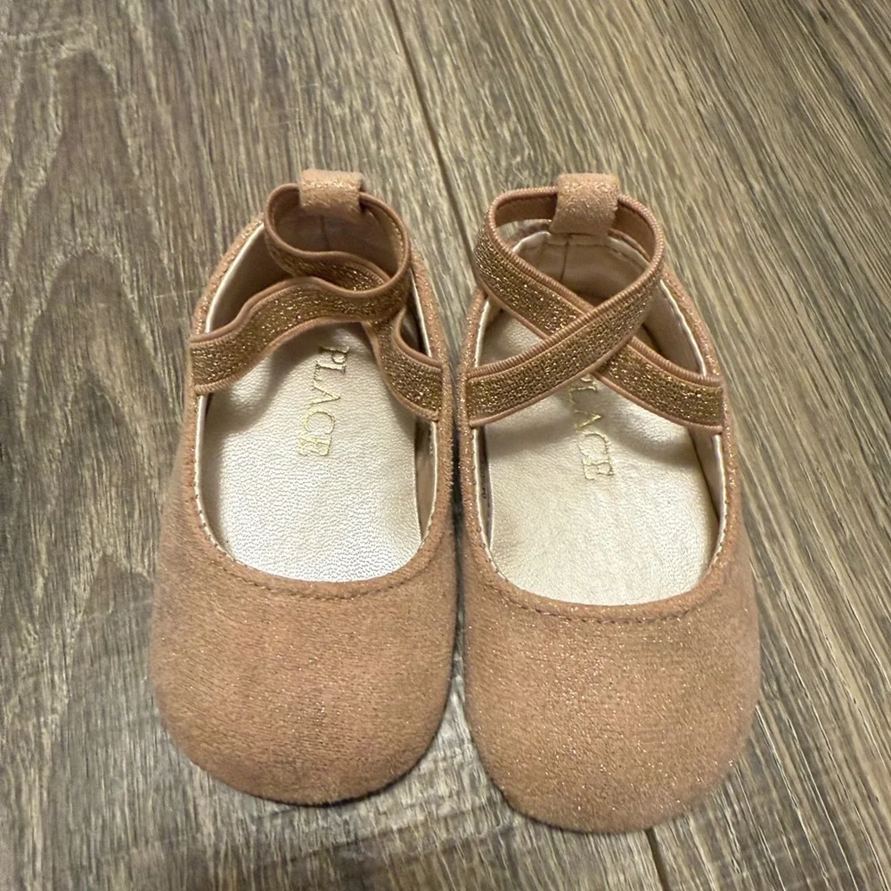 The Children’s Place Baby Girl Shimmer Wrap Ballet Flats Size 0-3 Months